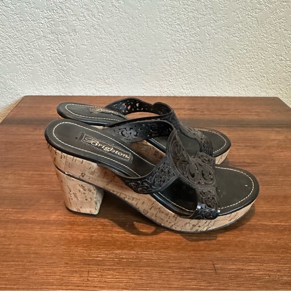 Brighton Amie Black Platform Sandals Size 7M - Picture 2 of 8